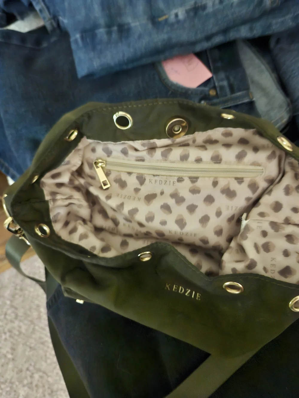 Kedzie Olive Green Nylon Crossbody Tote